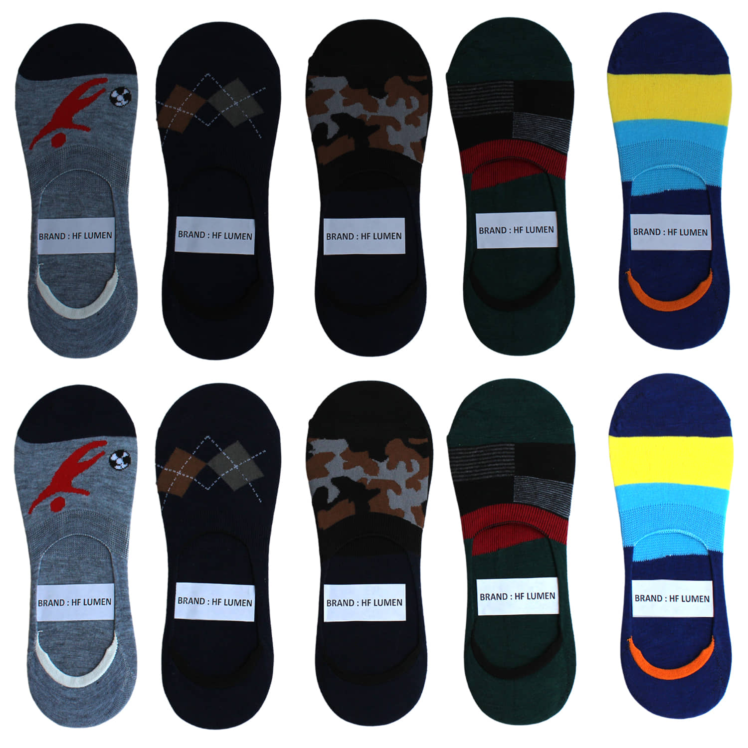 HF LUMEN Multi Casual No Show Socks Pack of 10 - Socks | Buy online on ZillyBuy