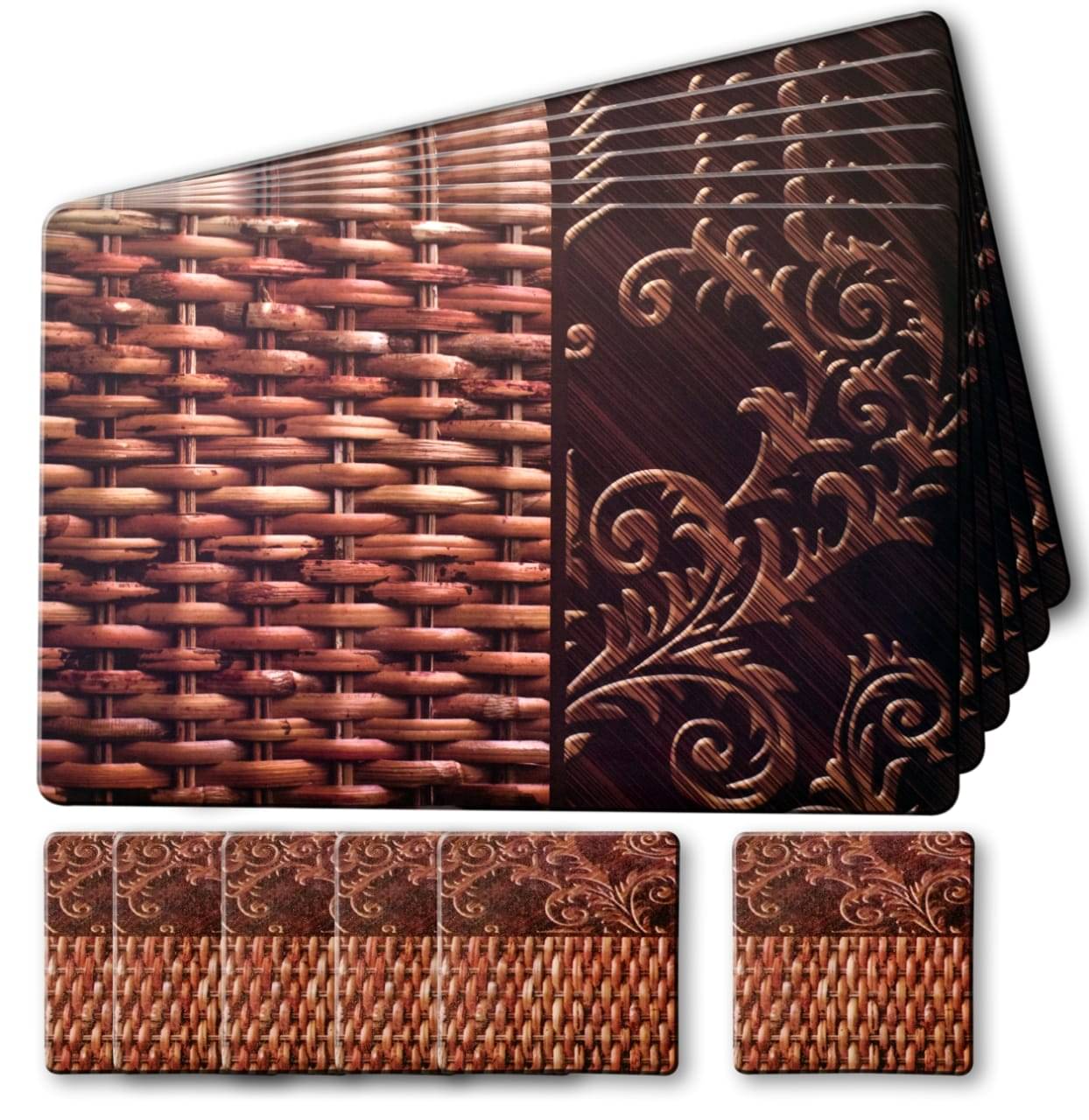     			Revexo Set of 12 PVC Table Mats & Coasters