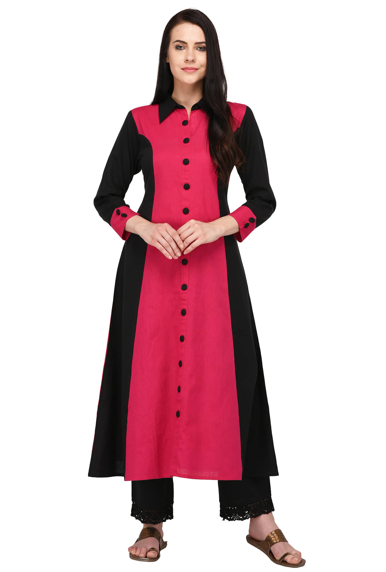 Pistaa Pink Cotton A-line Kurti - Kurtis, Tunics | Buy online on ZillyBuy