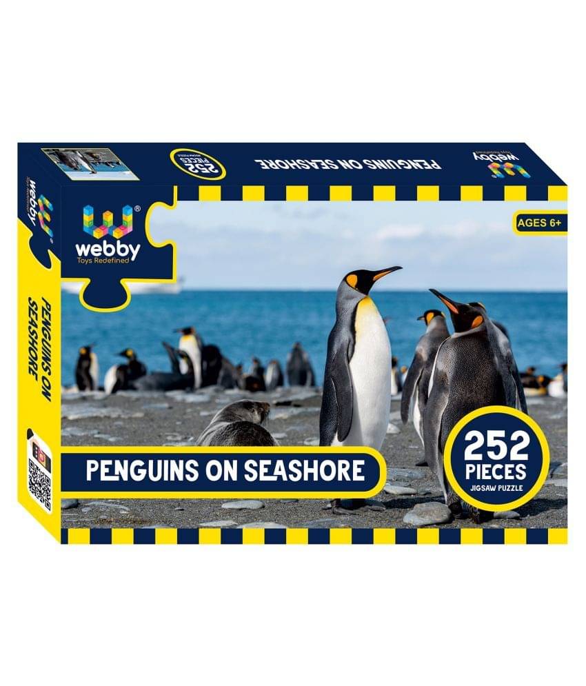 Webby Penguins on Seashore Cradboard Jigsaw Puzzle, 252 pieces Webby Penguins on Seashore Cradboard Jigsaw Puzzle, 252 pieces