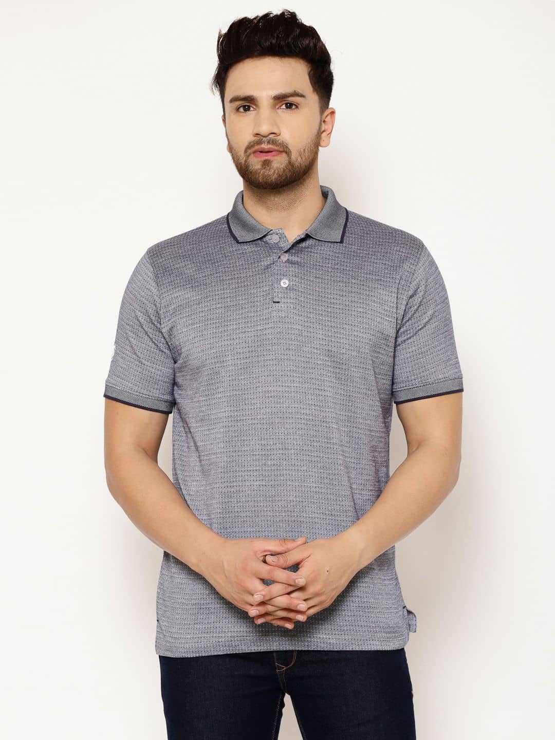 EPPE Pack of 1 Cotton Regular Fit Solid Half Sleeves Men's Polo T Shirt ( Silver )