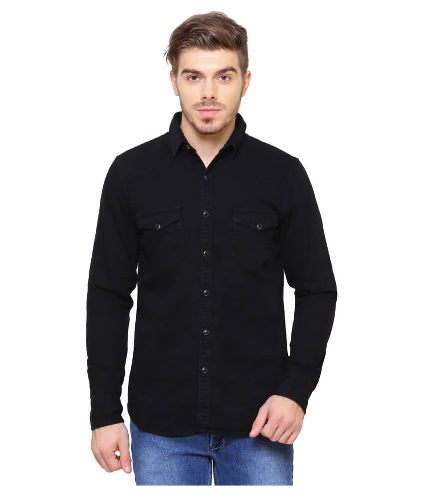 Kuons Avenue Denim Slim Fit Men's Casual Shirt - Black ( Pack of 1 )