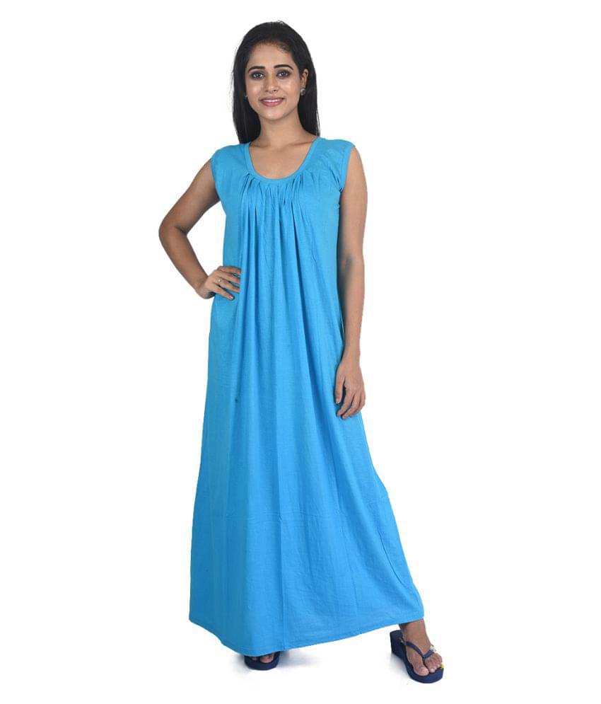 PIYALI'S CREATION WOMEN'S Hosiery Nighty & Night Gowns - Blue PIYALI'S CREATION WOMEN'S Hosiery Nighty & Night Gowns - Blue