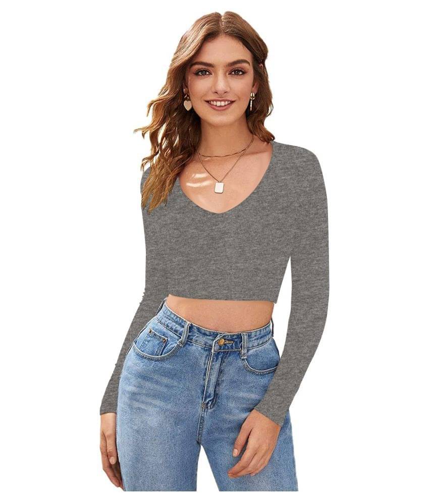     			THE BLAZZE Women's Crop Top ( Dark Grey )