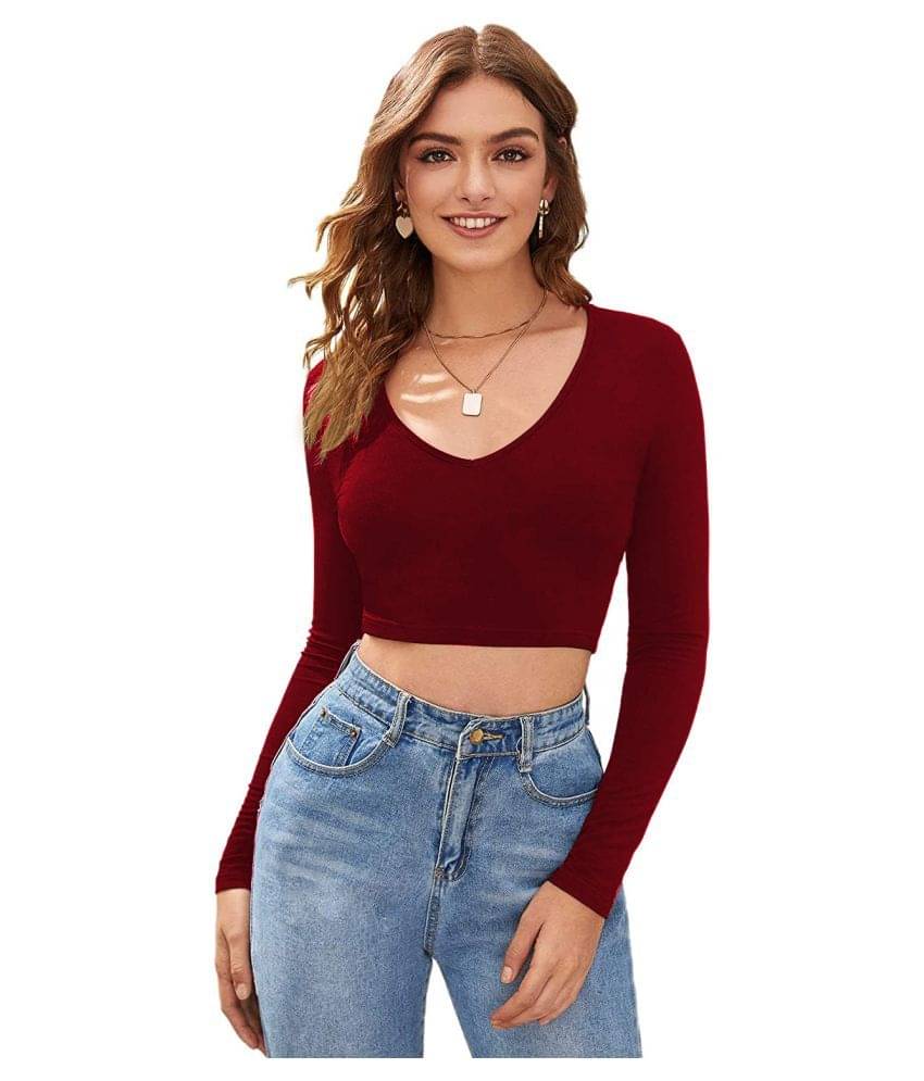 THE BLAZZE Women's Crop Top ( Maroon ) THE BLAZZE Women's Crop Top ( Maroon )