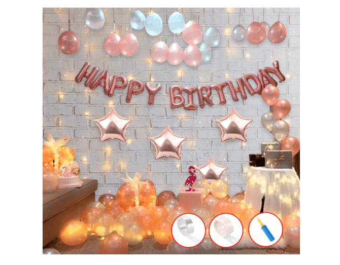     			BloomsSignificant Rose Gold Happy Birthday Decoration Kit - Pack of 90 pcs.