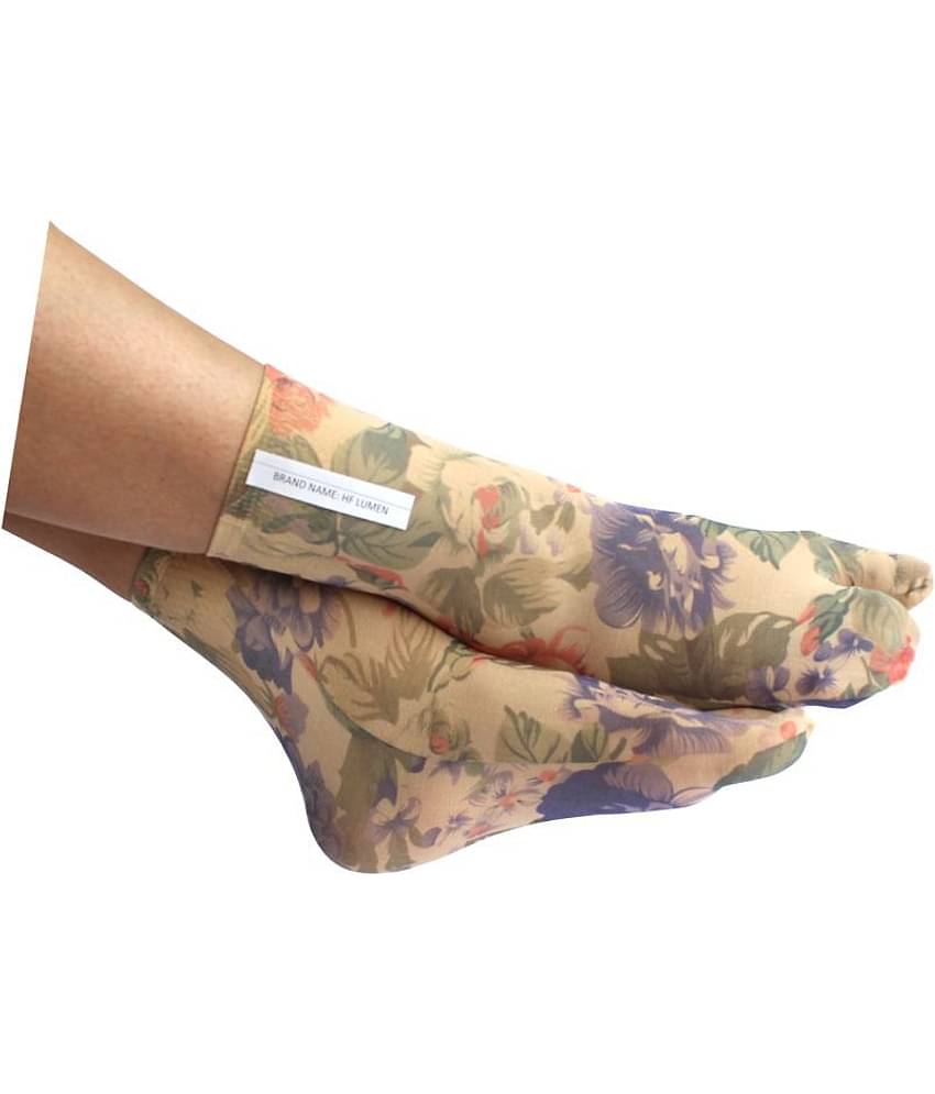 HF LUMEN Thin Transparent Net Printed Ankle Length Women Socks Pack Of 12 (5 With thumb + 7 Without Thumb)
