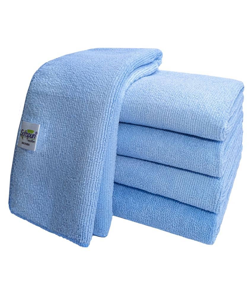 SOFTSPUN Microfiber Cleaning Cloths, 2pcs 40x40cms 340GSM Sky Blue! Highly Absorbent, Lint and Streak Free, Multi -Purpose Wash Cloth for Kitchen, Car, Window, Stainless Steel, silverware.