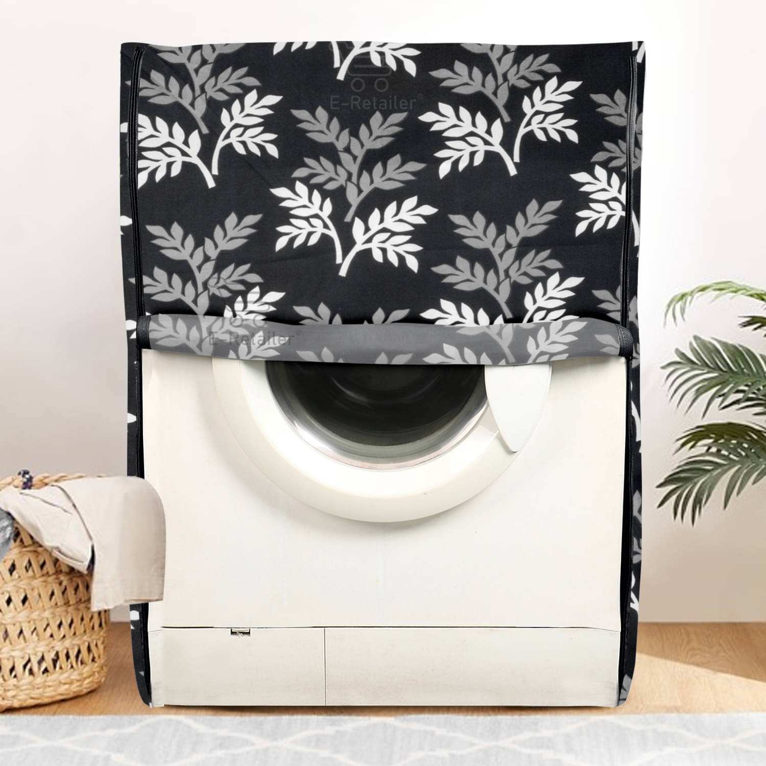     			E-Retailer Single Polyester Black Washing Machine Cover for Universal 8 kg Front Load