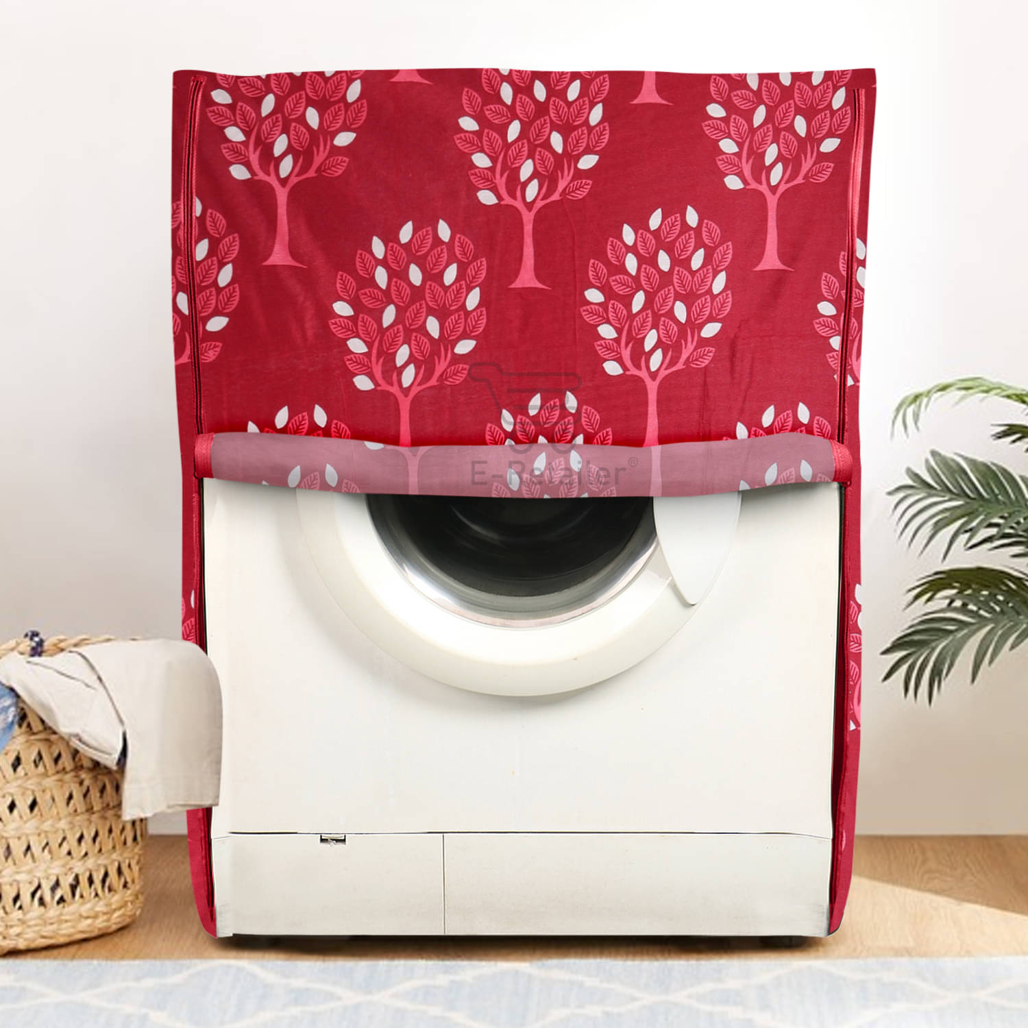    			E-Retailer Single Polyester Maroon Washing Machine Cover for Universal 8 kg Front Load