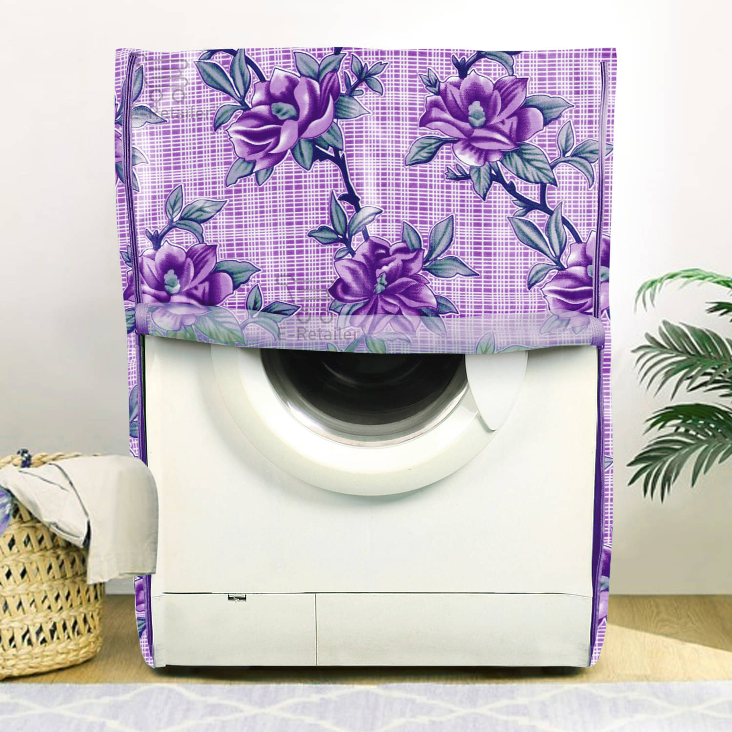     			E-Retailer Single Polyester Purple Washing Machine Cover for Universal 8 kg Front Load