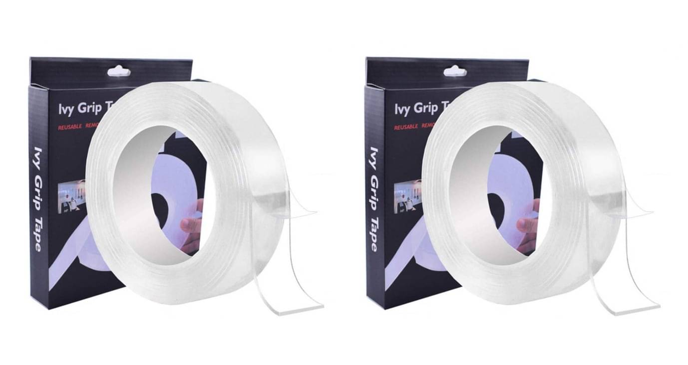     			eMagicBiz Double Sided Transparent Gel Ivy Grip Tape Reusable Traceless Powerful Carpet Tape - 3 Meter 2 Rolls