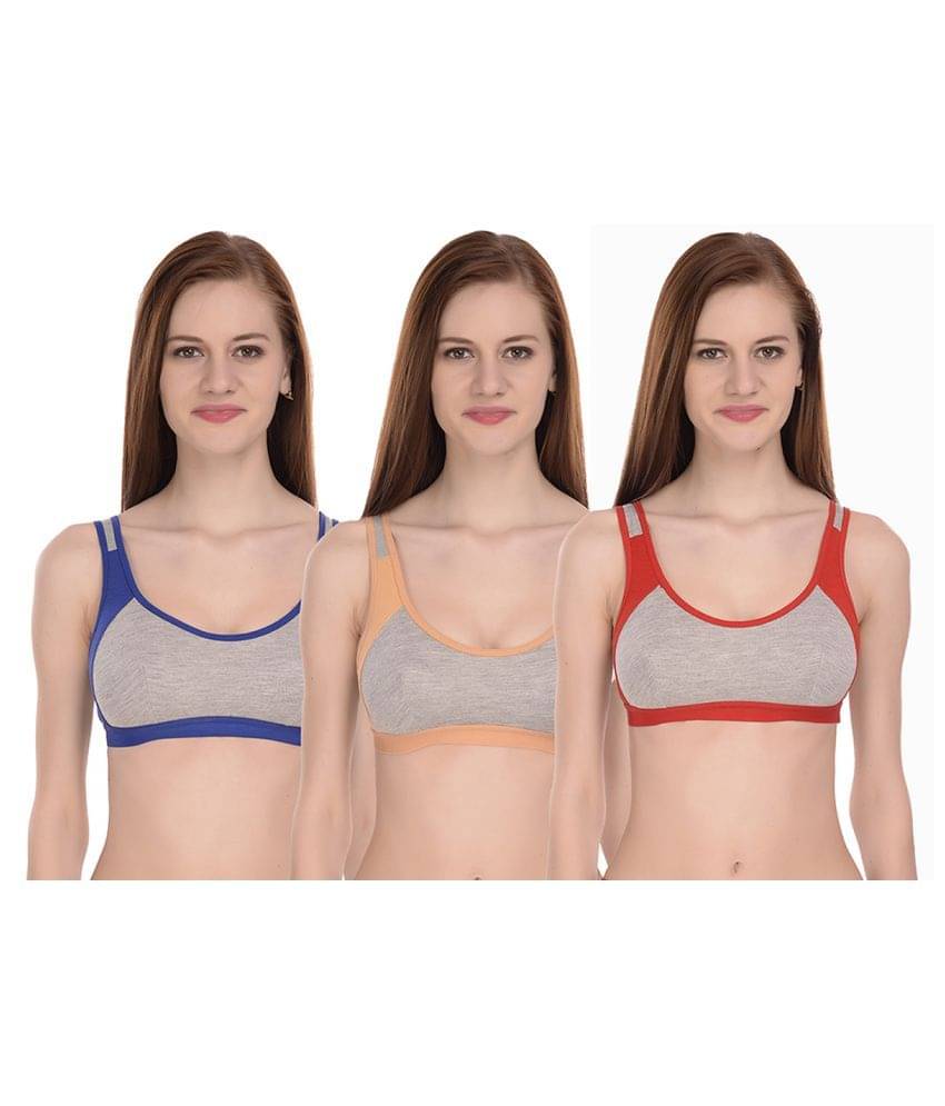 Elina Pack of 3 Cotton Non Padded Women's Racerback bra ( Multi Color ) Elina Pack of 3 Cotton Non Padded Women's Racerback bra ( Multi Color )