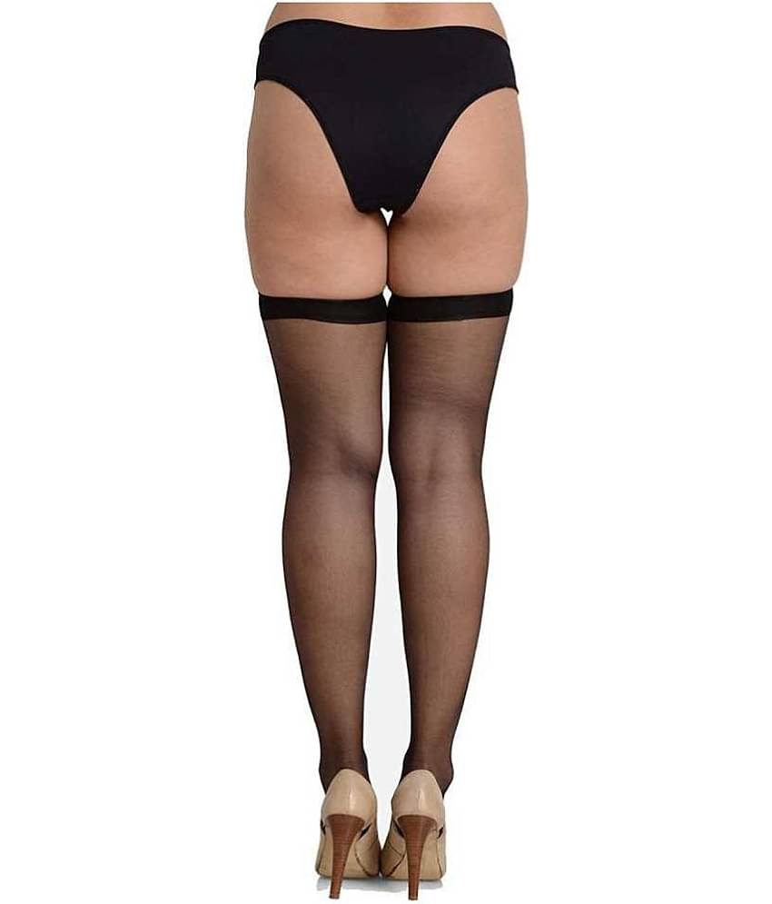 HF LUMEN Combo of 2 Stockings for Girl's and Women's Full Legs Stocking's in Skin and Black Color Thigh-Highs Stockings - Pack of 2 Pair