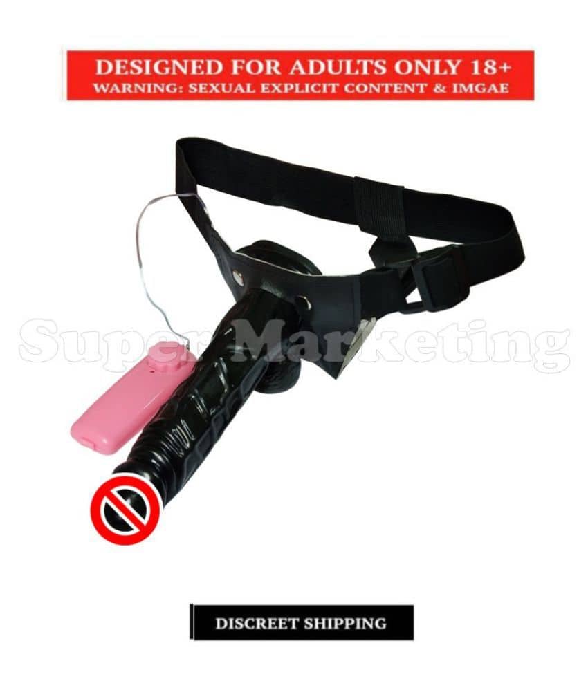 KAMAHOUSE Black Hollow StrapOn Dildo with Vibration Female Sex Toy by