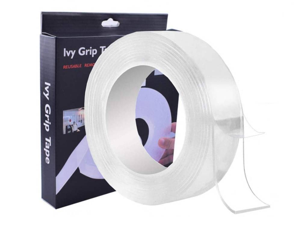    			eComKaaj  Double Sided Transparent Gel Ivy Grip Tape Reusable Traceless Powerful Carpet Tape - 3 Meter 1 Roll