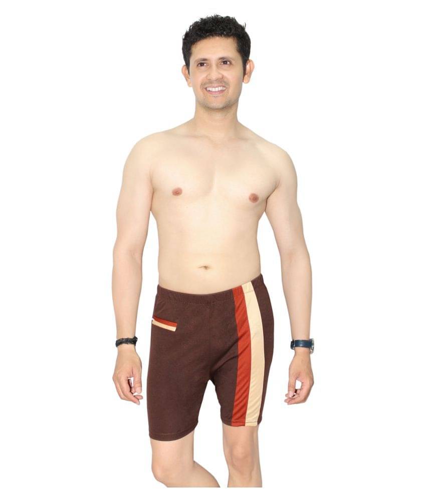     			Goodluck Brown Polyester Lycra Trunk