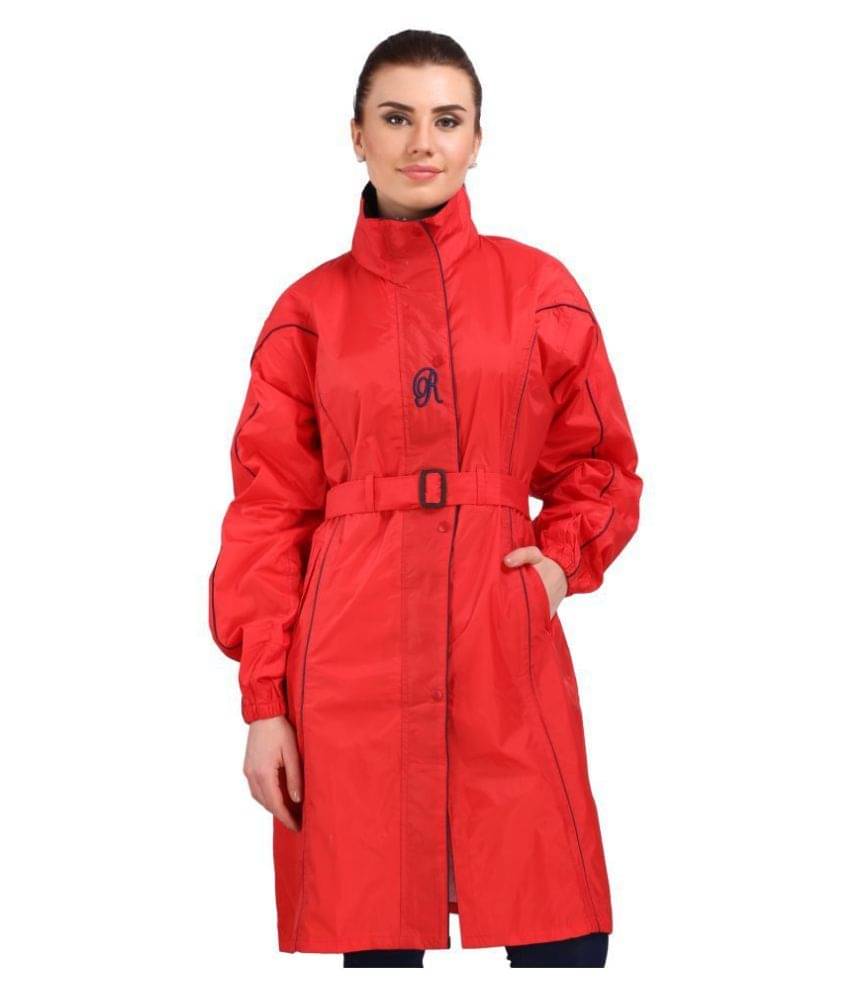     			Goodluck Polyester Long Raincoat - Red
