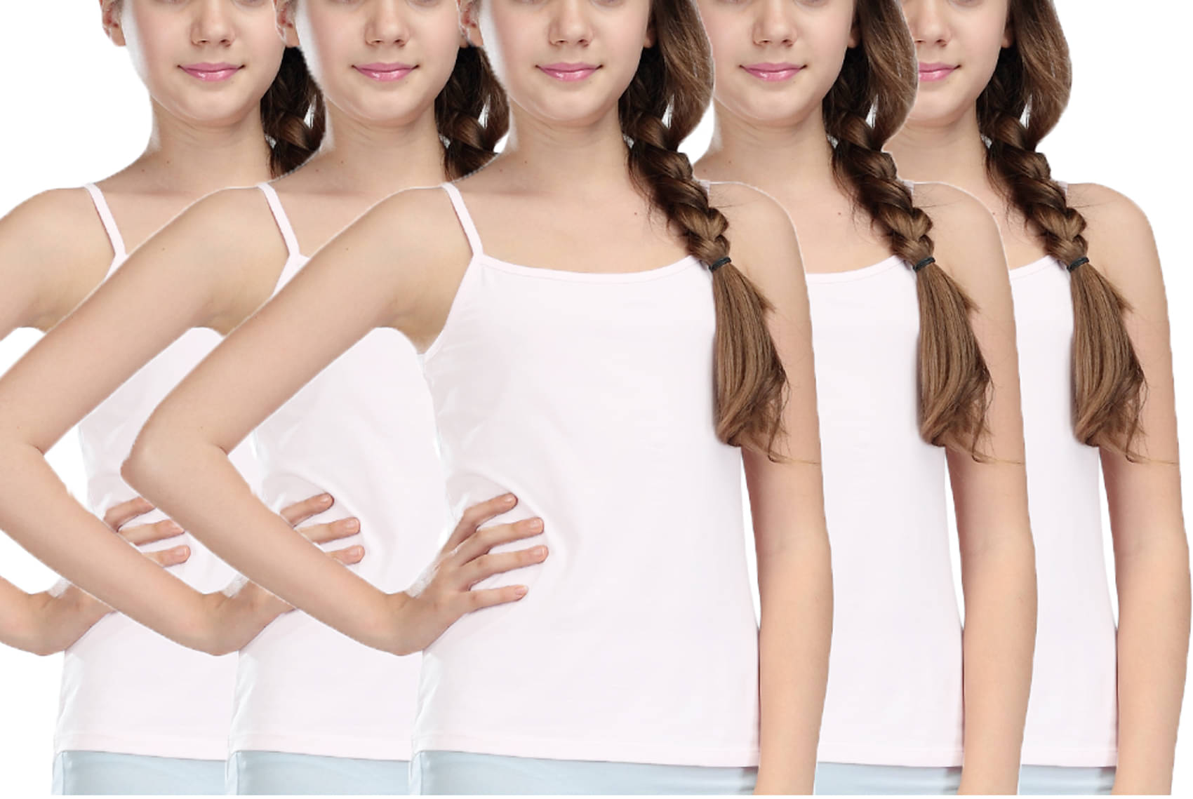     			HAP Pack of 5 Girls Cotton Camisoles ( White )