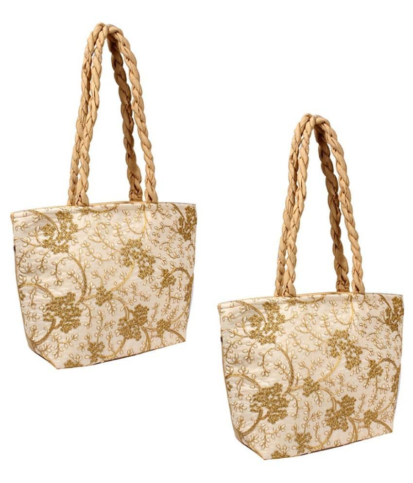 PrettyKrafts Gold Shopping Bags - 2 Pcs - Handbags | Buy online on ZillyBuy