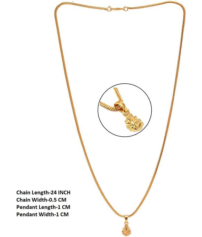 Jewar Mandi Gold Plated Ganesh Pendant with Chain Daily use for Men Womens Girls (Golden) - Jewellery Sets | Buy online on ZillyBuy