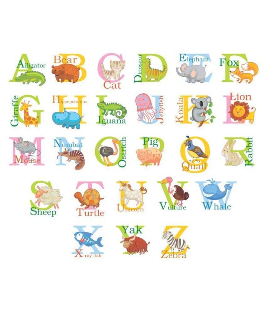 Asmi Collection Alphabets with Animal Pictures for Kids Room Animals Sticker ( 60 x 75 cms ) Asmi Collection Alphabets with Animal Pictures for Kids Room Animals Sticker ( 60 x 75 cms )