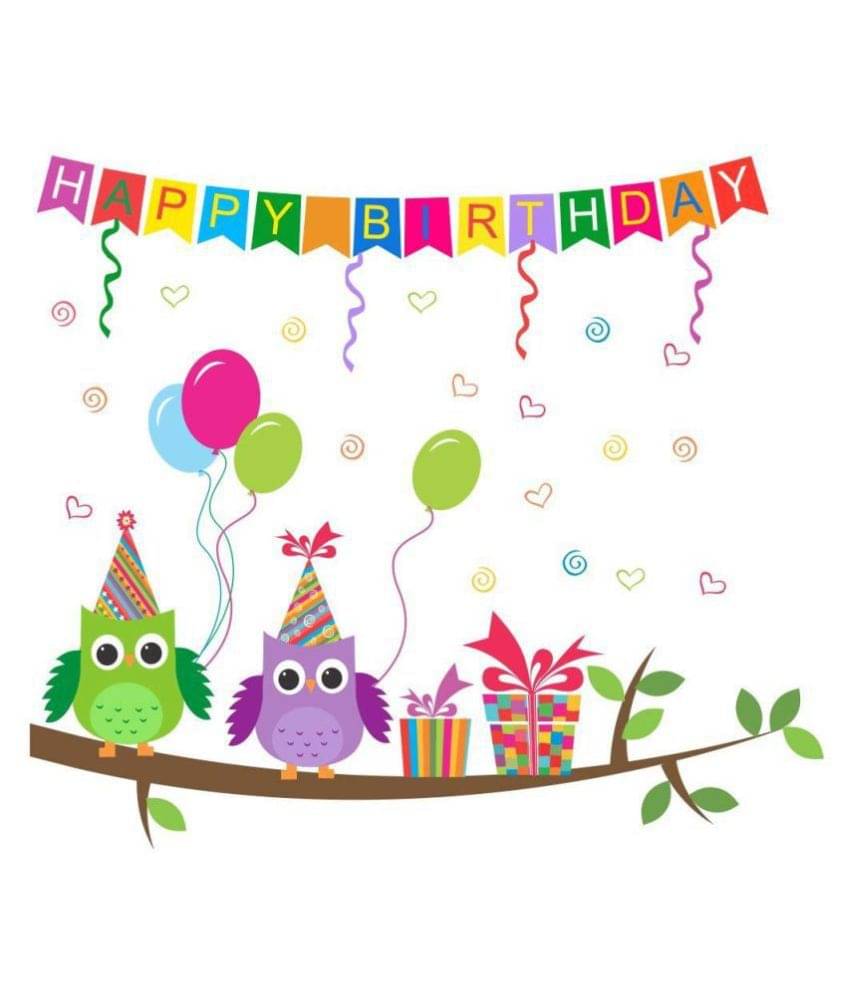 Asmi Collection Happy Birthday Banner with Owls on a Branch Nature Sticker ( 40 x 60 cms )     			Asmi Collection Happy Birthday Banner with Owls on a Branch Nature Sticker ( 40 x 60 cms )