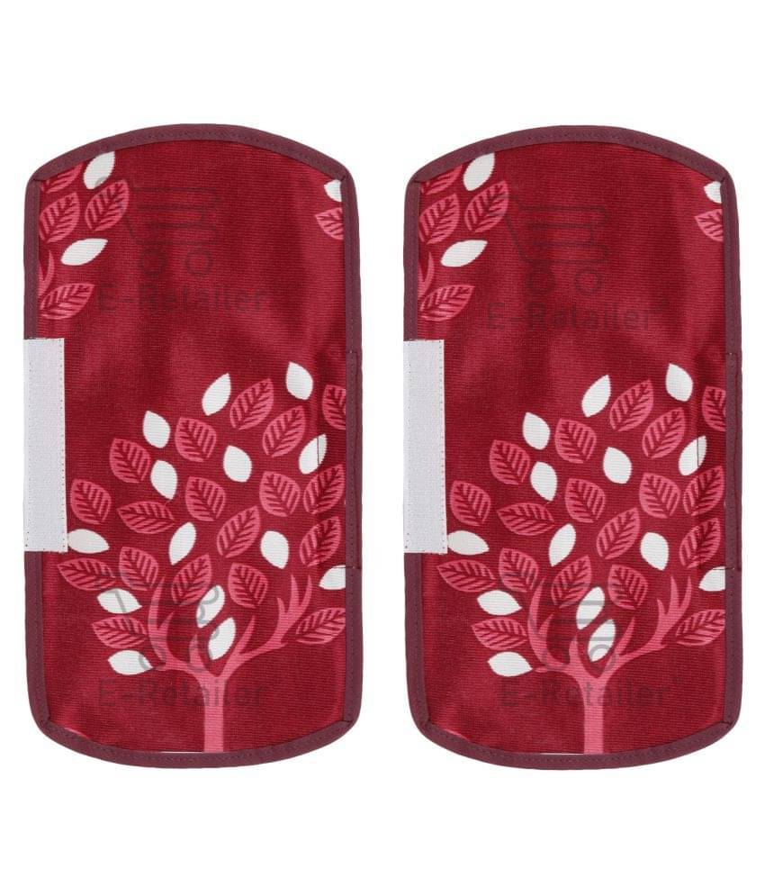 E-Retailer Set of 2 Polyester Maroon Fridge Handle Cover E-Retailer Set of 2 Polyester Maroon Fridge Handle Cover