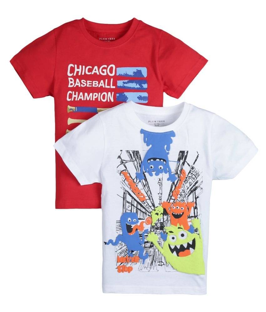     			PLUM TREE Pack of 1 Boys Cotton T-Shirt ( Multi Color )