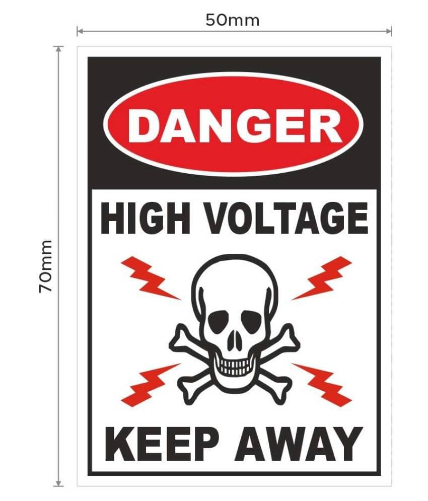 Rangvishwa Enterprises High Voltage Keep Away Sign Vinyl Sticker. Sticker ( 5 x 7 cms ) Rangvishwa Enterprises High Voltage Keep Away Sign Vinyl Sticker. Sticker ( 5 x 7 cms )