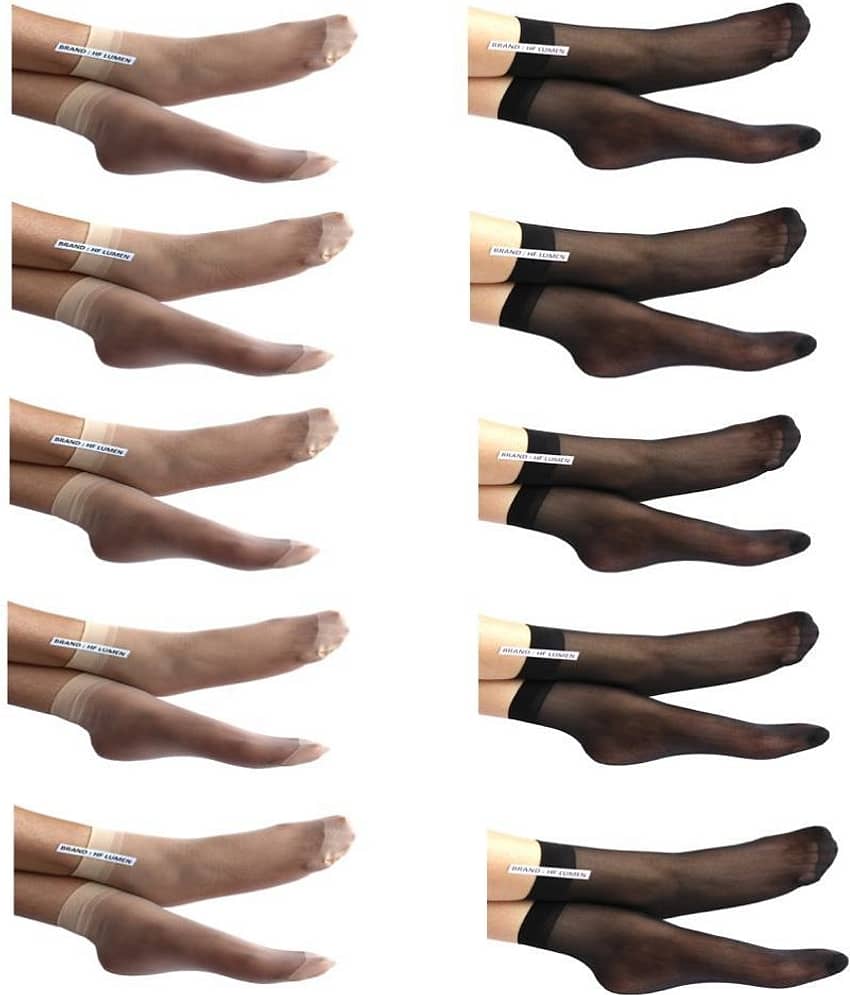 HF LUMEN - Multicolor Cotton Blend Women's Mid Length Socks ( Pack of 10 ) - Socks | Buy online on ZillyBuy