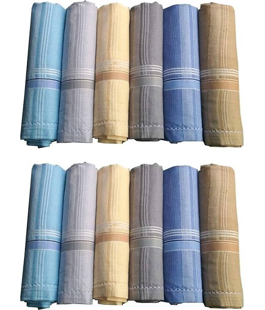 N G Products Premium Cotton Handkerchief for Men and Boy Set of 12 PCs_size: 45×45 cm (Multicolor with Strips) - Jewellery Sets | Buy online on ZillyBuy