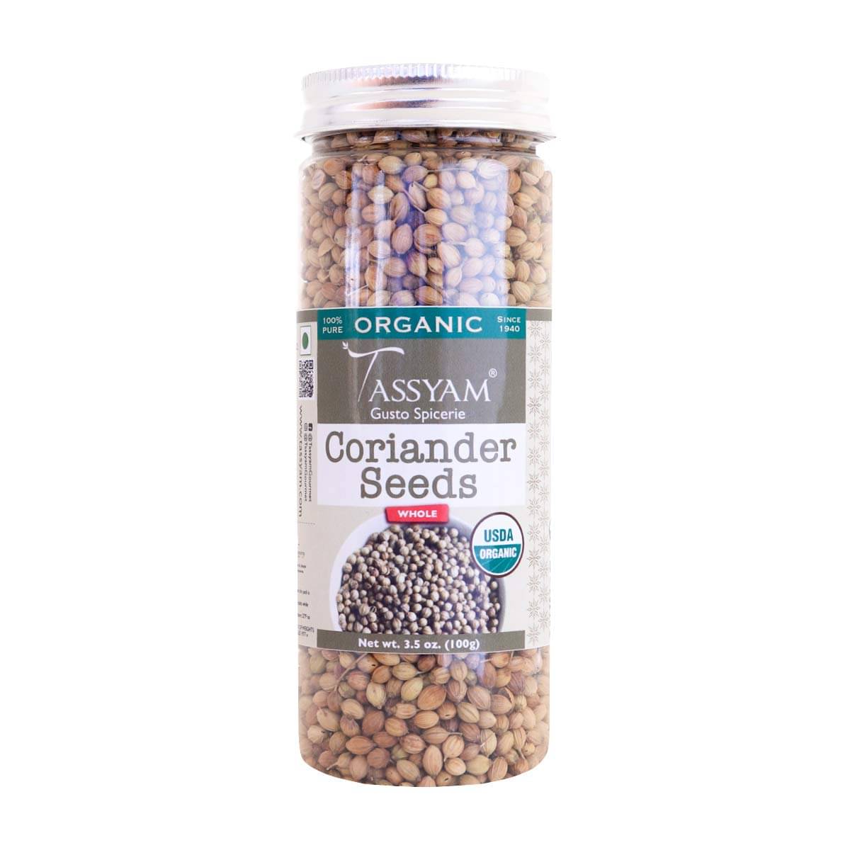     			Tassyam Certified USDA 100% Organic Coriander Seeds 100 gm