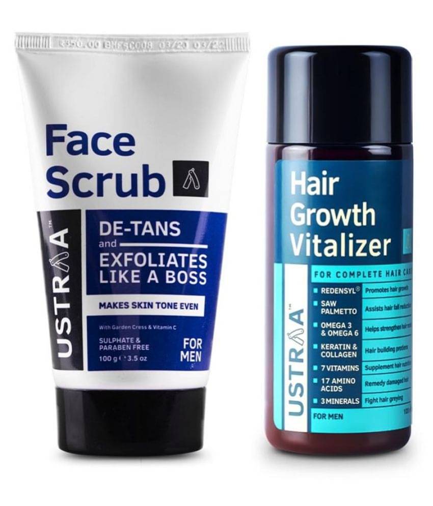     			Ustraa Hair Growth Vitalizer - 100ml and De Tan Face Scrub - 100g