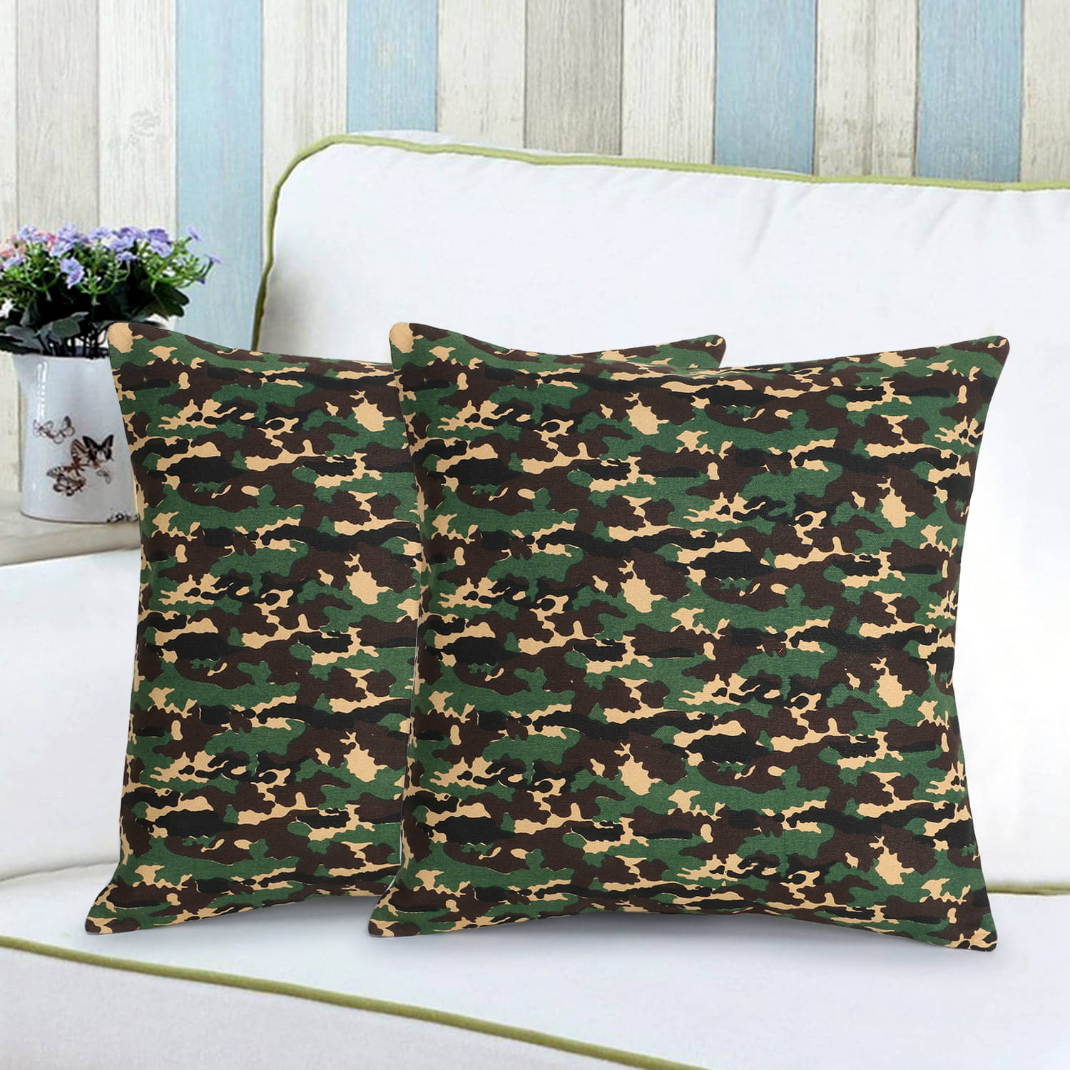     			mezposh Set of 2 Cotton Cushion Covers 40X40 cm (16X16)