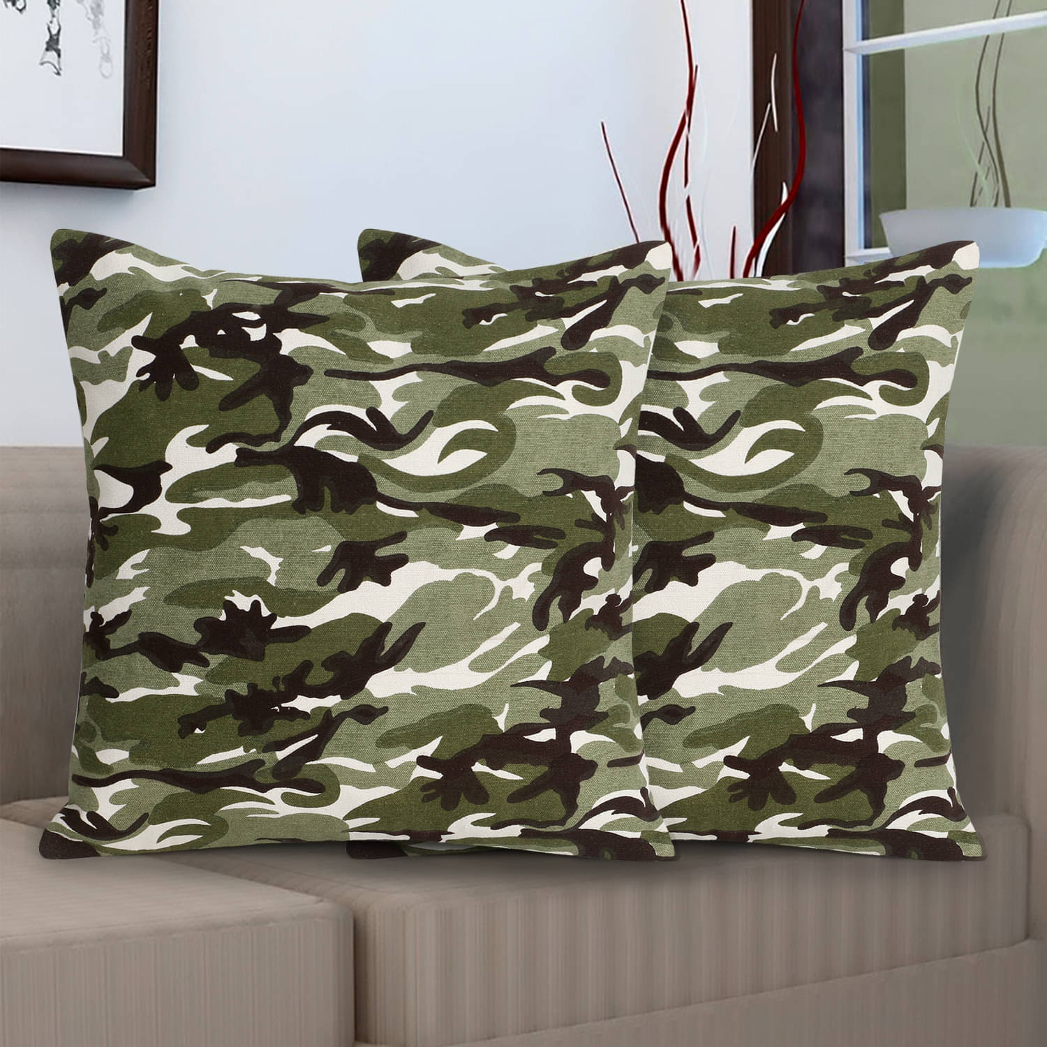     			mezposh Set of 2 Cotton Cushion Covers 40X40 cm (16X16)