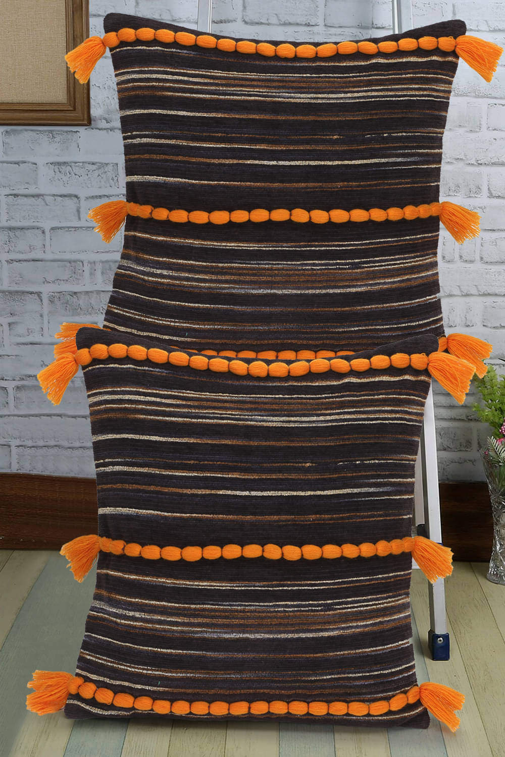     			mezposh Set of 2 Cotton Cushion Covers 40X40 cm (16X16)
