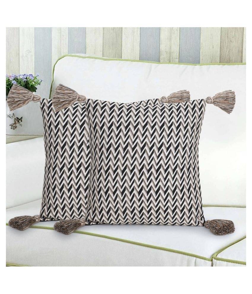     			mezposh Set of 2 Poly Cotton Cushion Covers 40X40 cm (16X16)