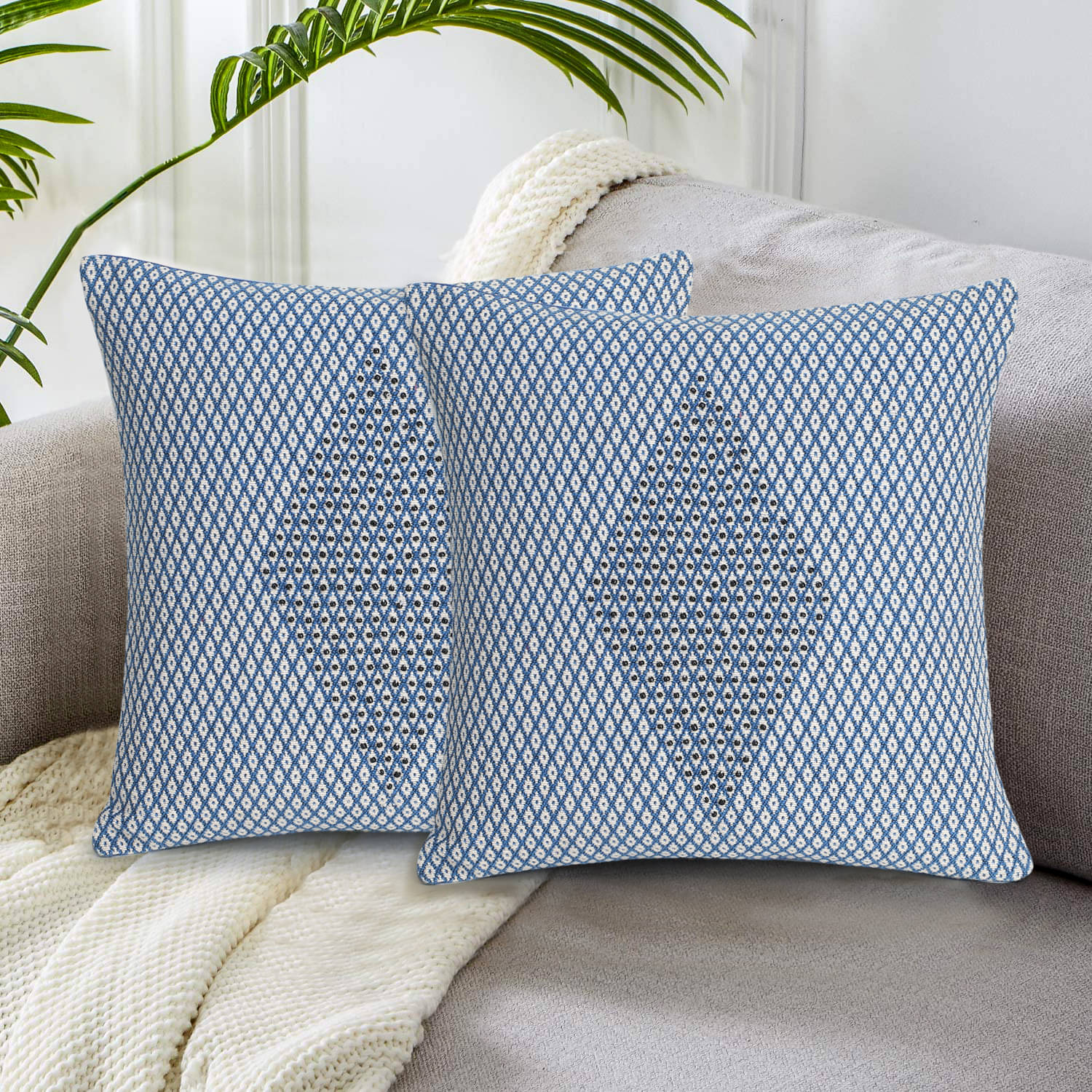     			mezposh Set of 2 Poly Cotton Cushion Covers 40X40 cm (16X16)