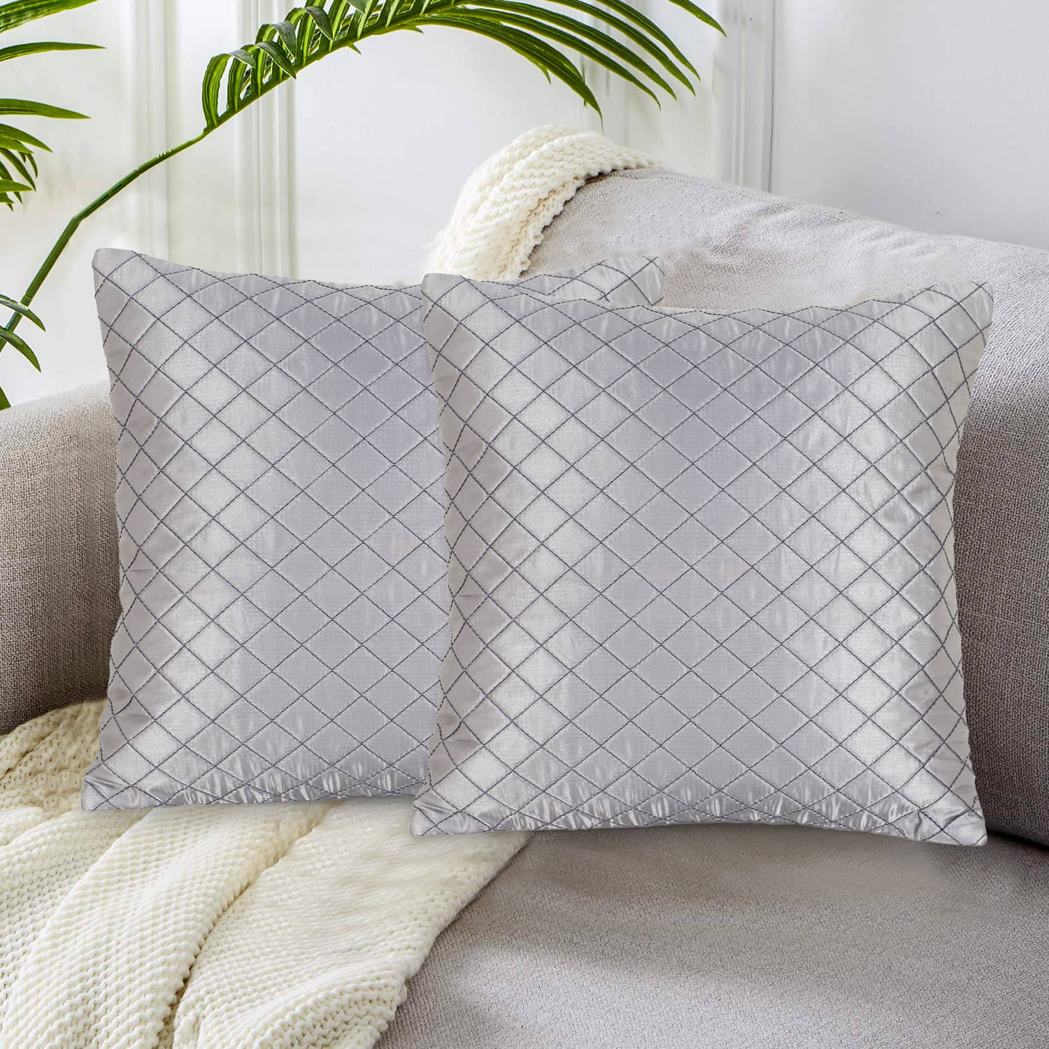     			mezposh Set of 2 Satin Cushion Covers 40X40 cm (16X16)