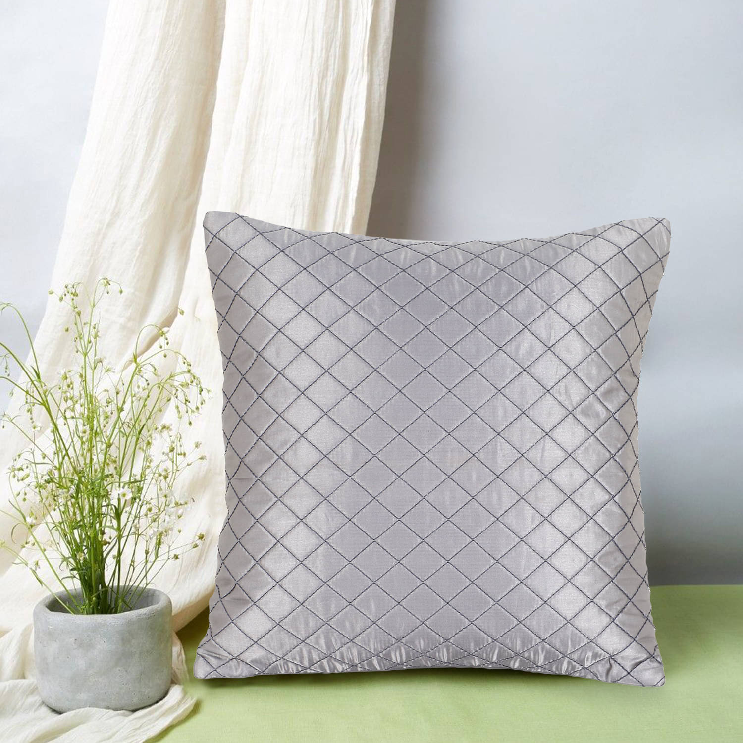     			mezposh Single Satin Cushion Covers 35X35 cm (14X14)