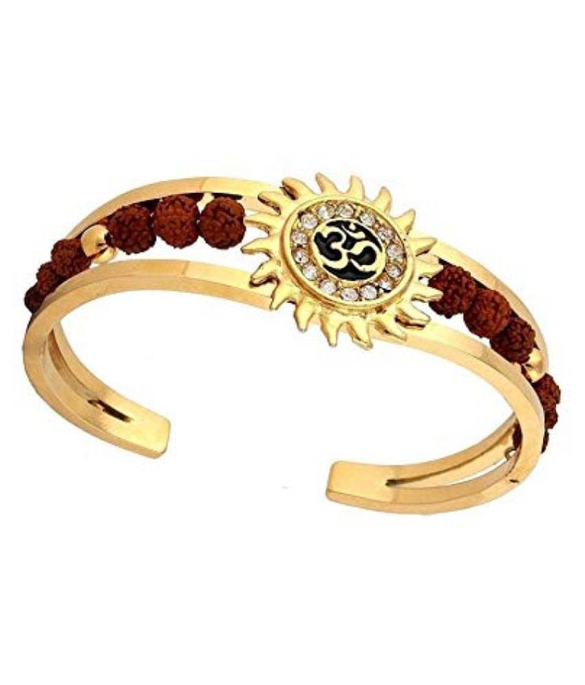     			BHAUNE RETAILS Rudraksha Kadas American Diamond Gold Meena Bracelets Om Sun Cuff Kada Bracelet