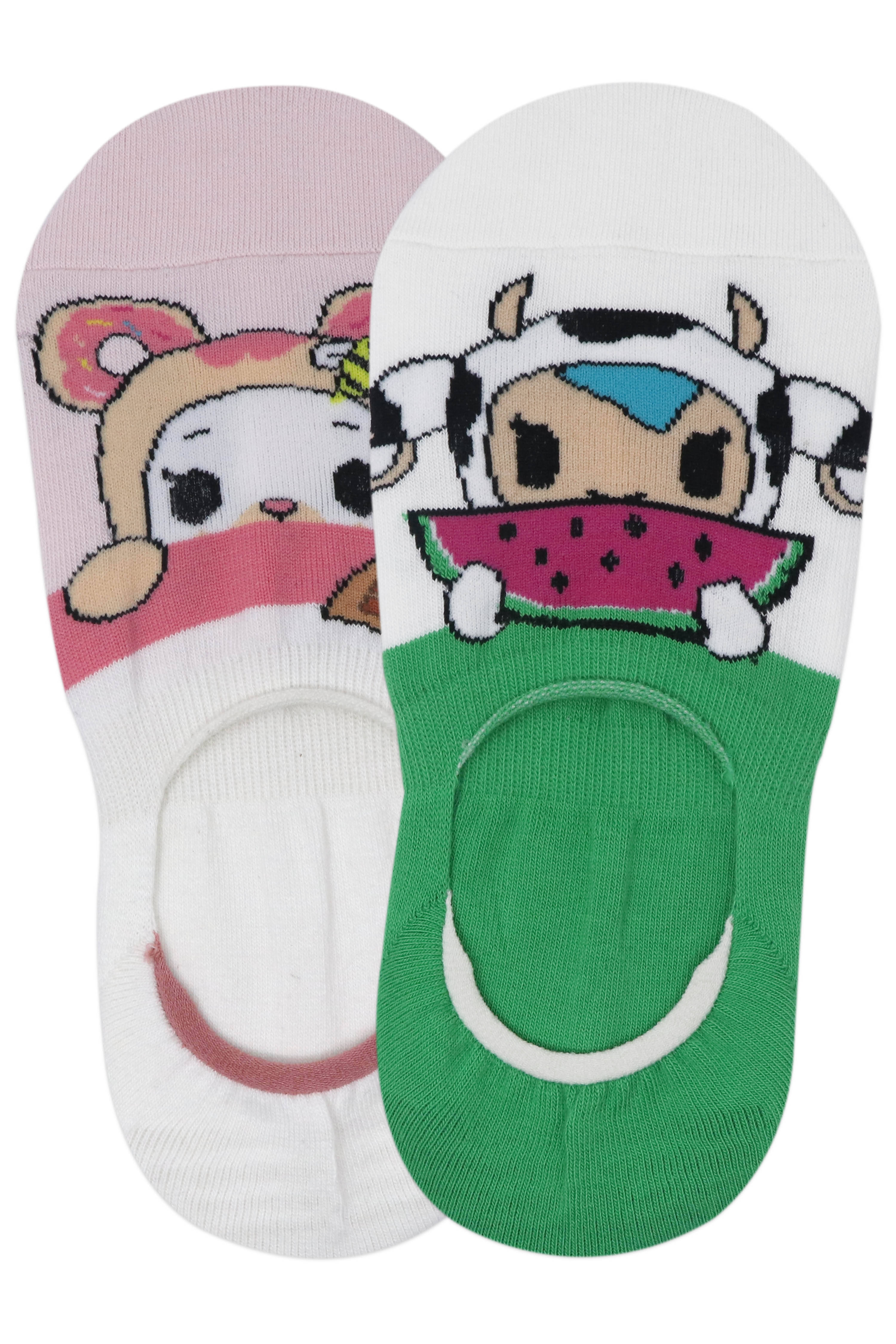     			Balenzia x tokidoki mozzarella & honey bee loafer/no show socks for Women (Pack of 2)- Green,Pink