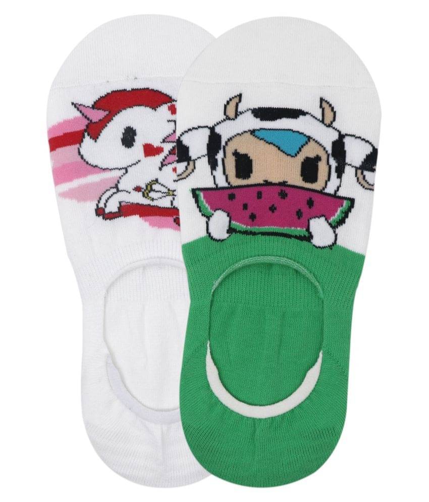     			Balenzia x tokidoki mozzarella & unicorno valentino loafer/no show socks for Women (Pack of 2)- Green,Pink