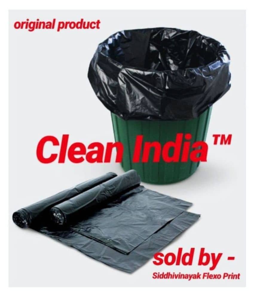 Clean India- Medium 60 pcs Garbage Bags - 2 packs of 30 Pcs - 60 pcs - 19X21 Black Medium Disposable Garbage Trash Waste Dustbin bags