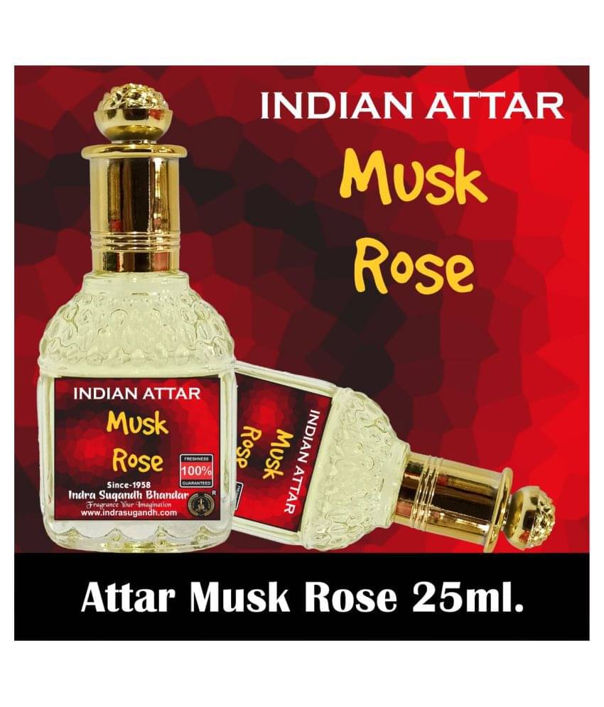     			INDRA SUGANDH BHANDAR Attar For Men|Women Musk Rose Best Combination of Kasturi & Rose Long Lasting Fragrance 25ml Rollon Pack
