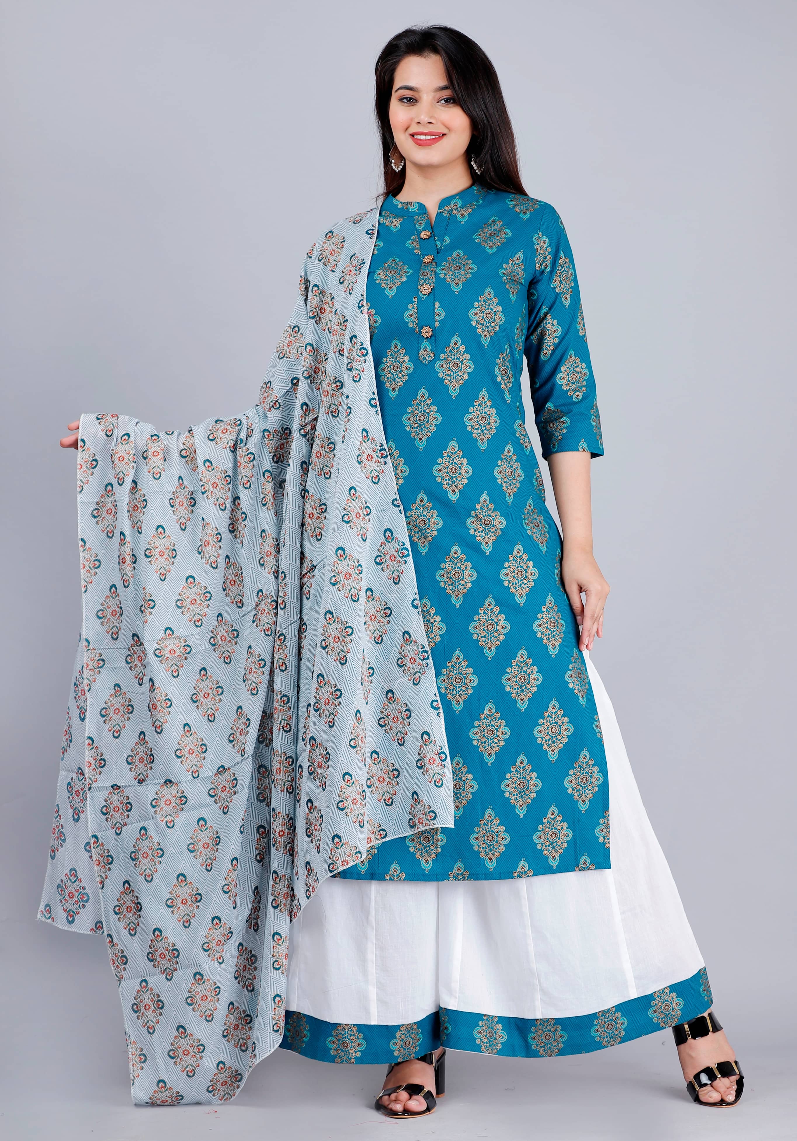 MAUKA Cotton Kurti With Sharara And Gharara - Stitched Suit Single