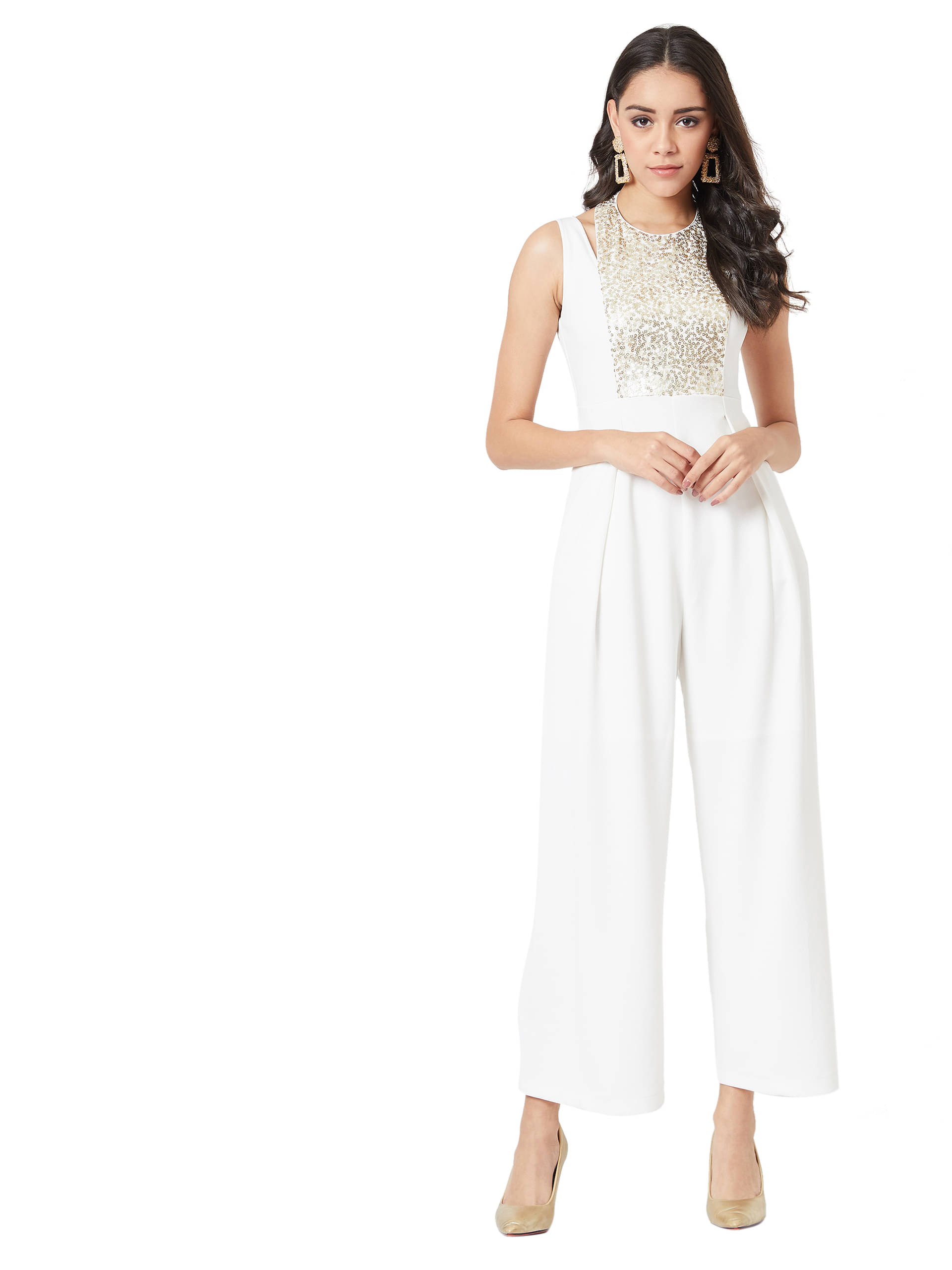 Miss Chase White Polyester Jumpsuit Miss Chase White Polyester Jumpsuit
