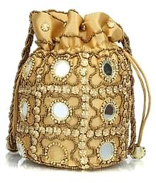 Bulbul Gold Satin Potli