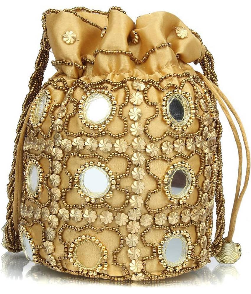 Bulbul Gold Satin Potli - Handbags | Buy online on ZillyBuy